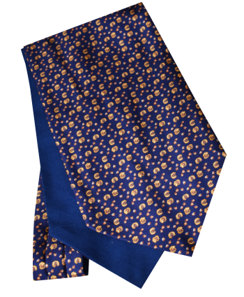 Fine Silk Chestnut - Conker Design Cravat on Navy
